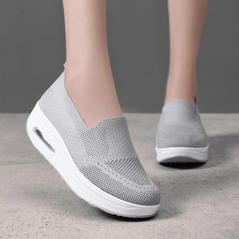 Women's Knit Slip-On Sneakers with Air Cushion Sole