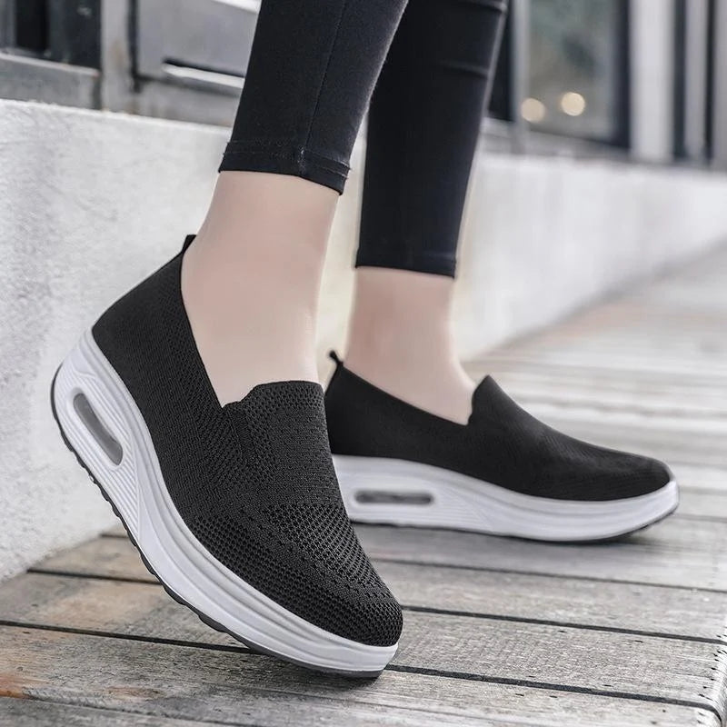 Women's Knit Slip-On Sneakers with Air Cushion Sole