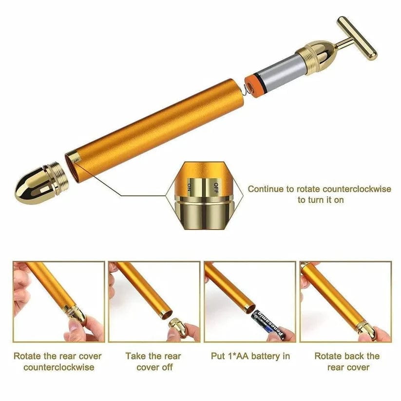 24k Gold Face Massager | Face Massager Roller For Skin Massage Tool Roller 24k Gold Face Massager Zaavio.co®