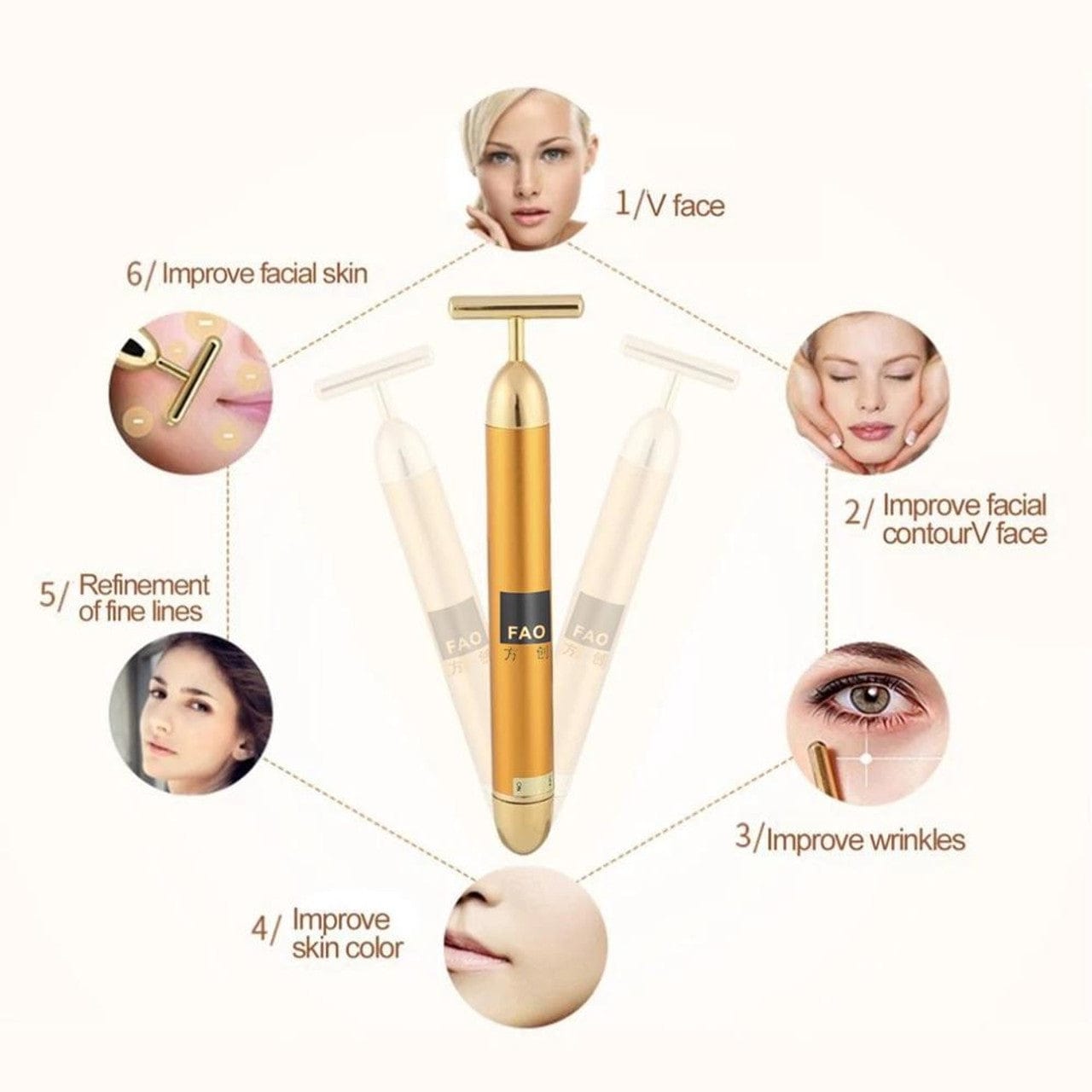 24k Gold Face Massager Roller For Skin Massage Tool Roller 24k Gold Face Massager