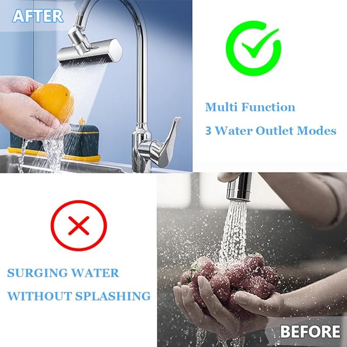 3-in-1 Waterfall Kitchen Faucet Extender | Kitchen Sink Tap Faucets Waterfall Extender For Kitchen Sink 3-in-1 Waterfall Kitchen Faucet Extender