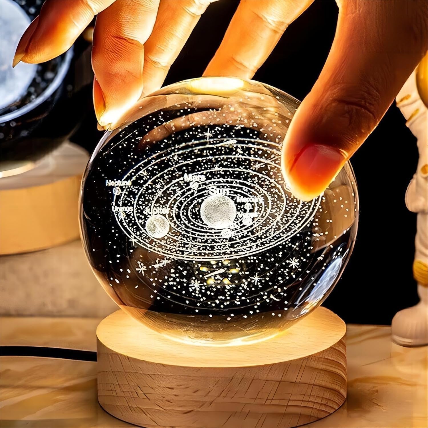 3d Crystal Lamp Ball | Night Lamp Moon Light For Bedroom Crystal Ball Study Table Lamp 3d Crystal Lamp Ball