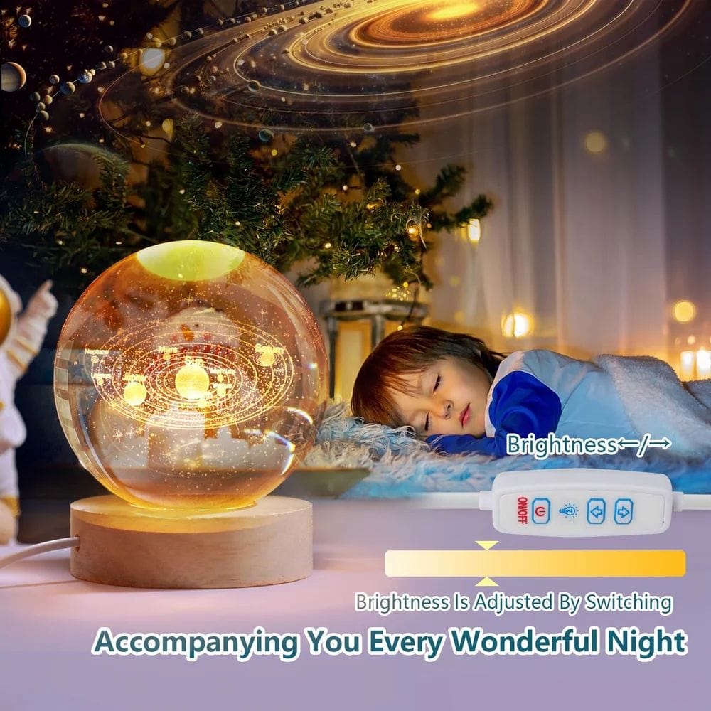 3d Crystal Lamp Ball | Night Lamp Moon Light For Bedroom Crystal Ball Study Table Lamp 3d Crystal Lamp Ball