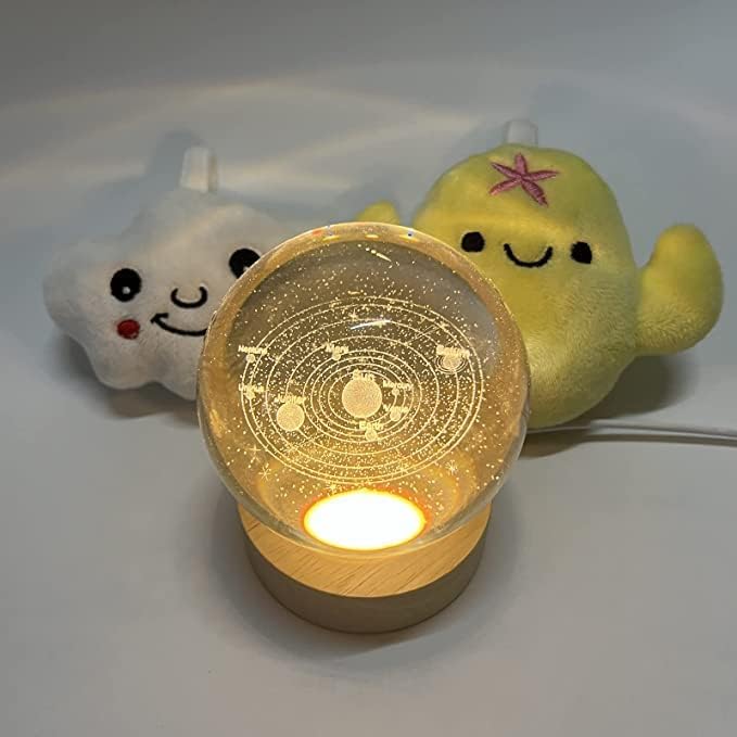 3d Crystal Lamp Ball | Night Lamp Moon Light For Bedroom Crystal Ball Study Table Lamp 3d Crystal Lamp Ball