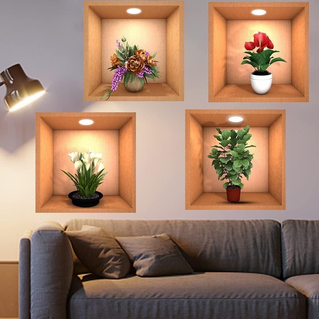 3D Vase Wall Sticker (Set of 4) 3D Vase Wall Sticker (Set of 4)