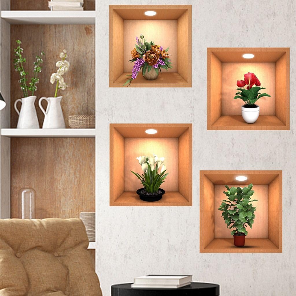 3D Vase Wall Sticker (Set of 4) 3D Vase Wall Sticker (Set of 4)