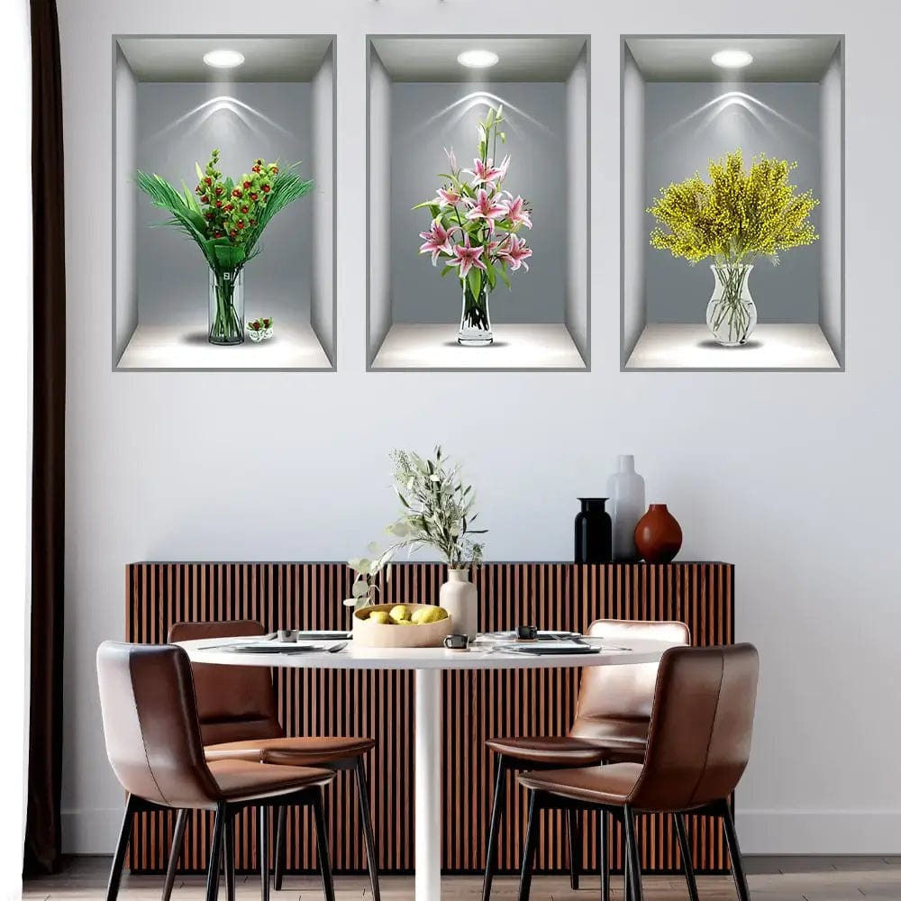 3D Vase Wall Sticker (Set of 4) 3D Vase Wall Sticker (Set of 4)