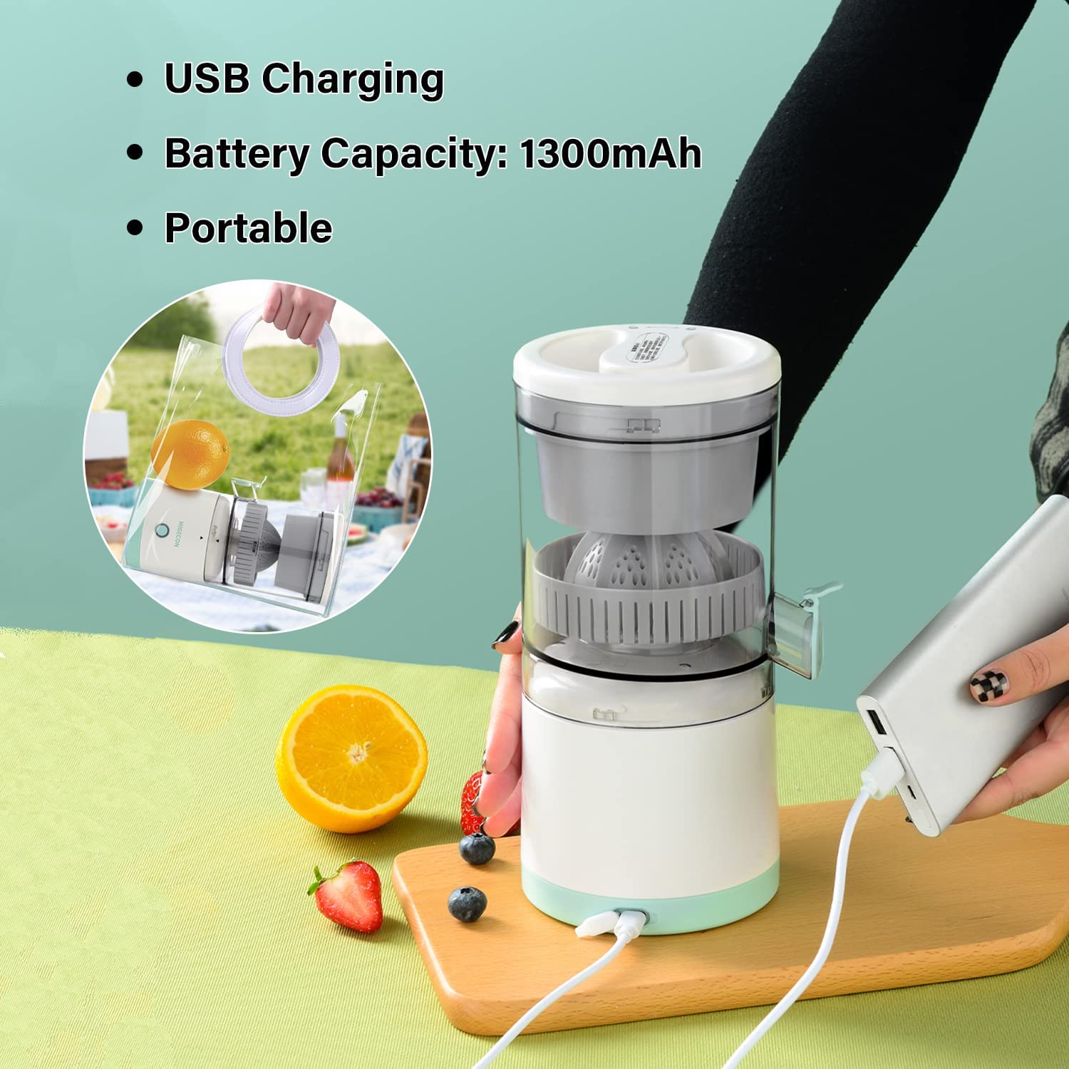 Rechargeable 1100W Electric Juicer Blender