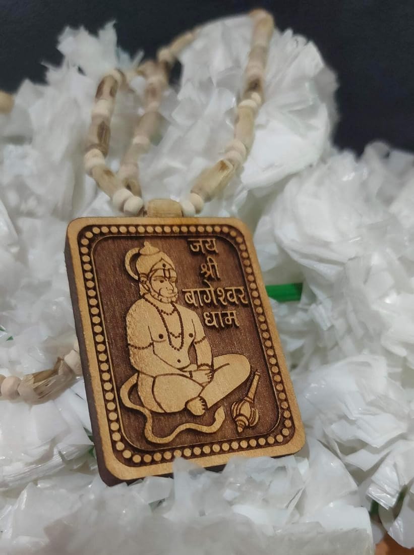 Bageshwar Dham Rudraksha Tulsi Kanthi Mala Hanuman Locket (Buy 1 Get 1 Free) Bageshwar Hanuman Mala (Set Of 2)
