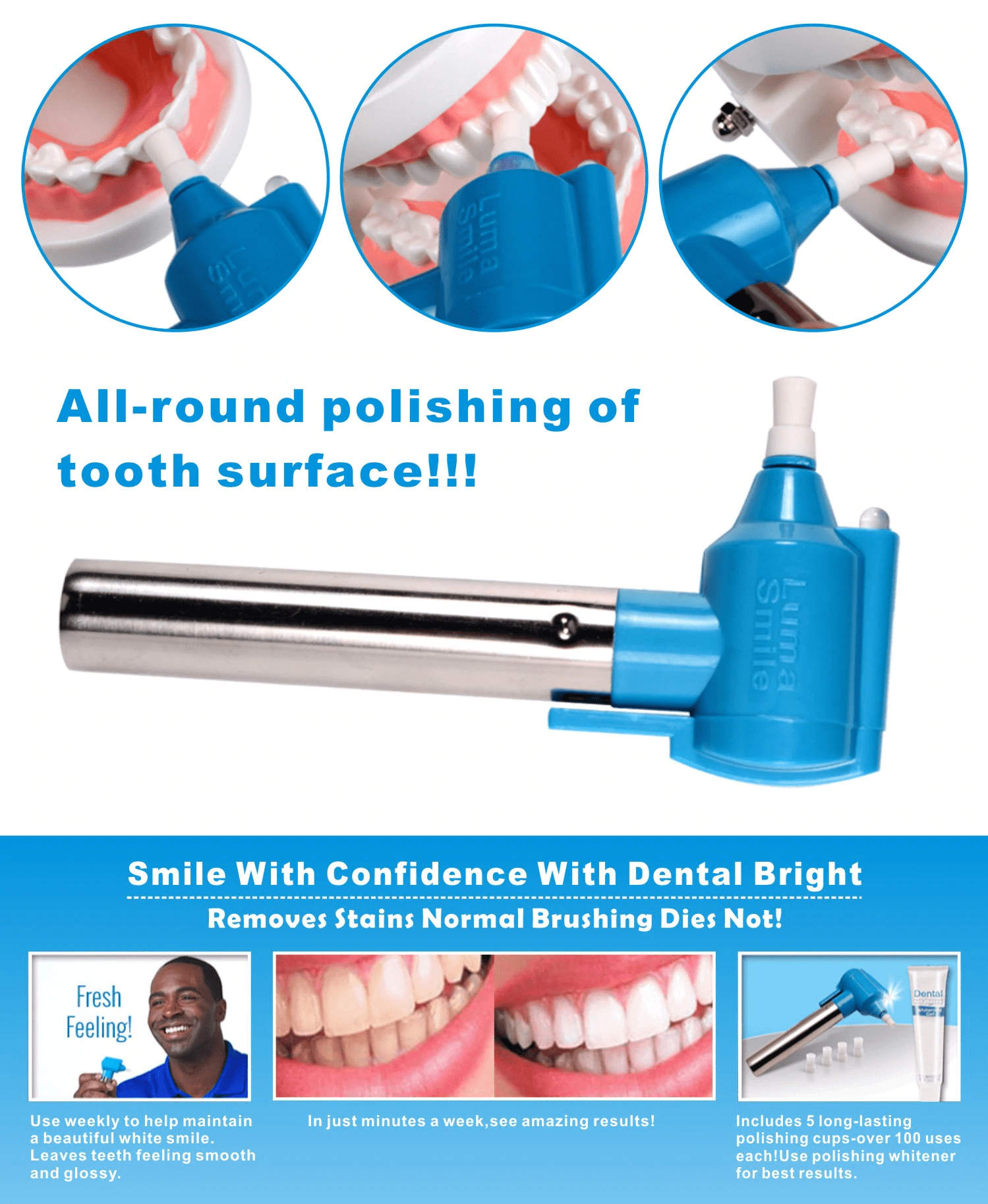 Best Teeth Whitening Polisher Stain Reomover Home Kit  - Dentelio™ Dentelio™ Zaavio®