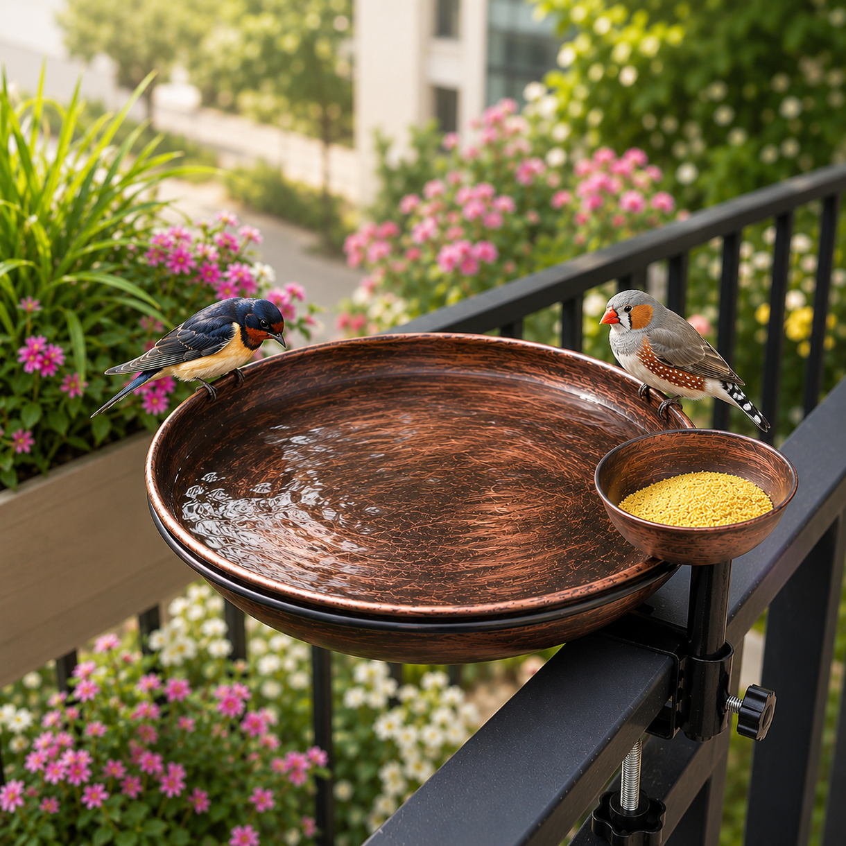 Clamp-On Balcony 2 in 1 Bird Feeder