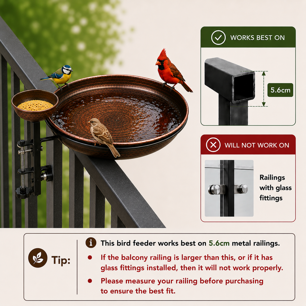 Clamp-On Balcony 2 in 1 Bird Feeder