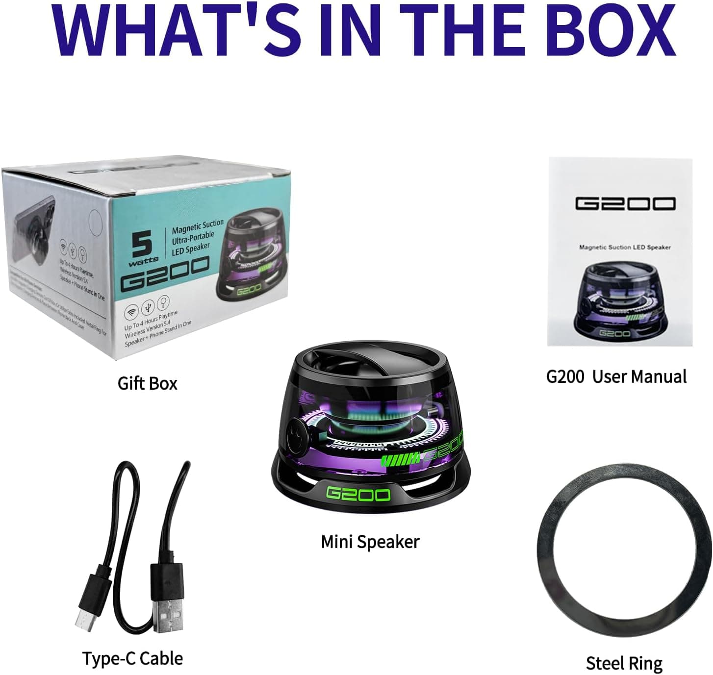 Bluetooth Speaker Portable Mini Loud Speakers Wireless Magnetic Magnetic Bluetooth Speaker G200 with RGB Lights