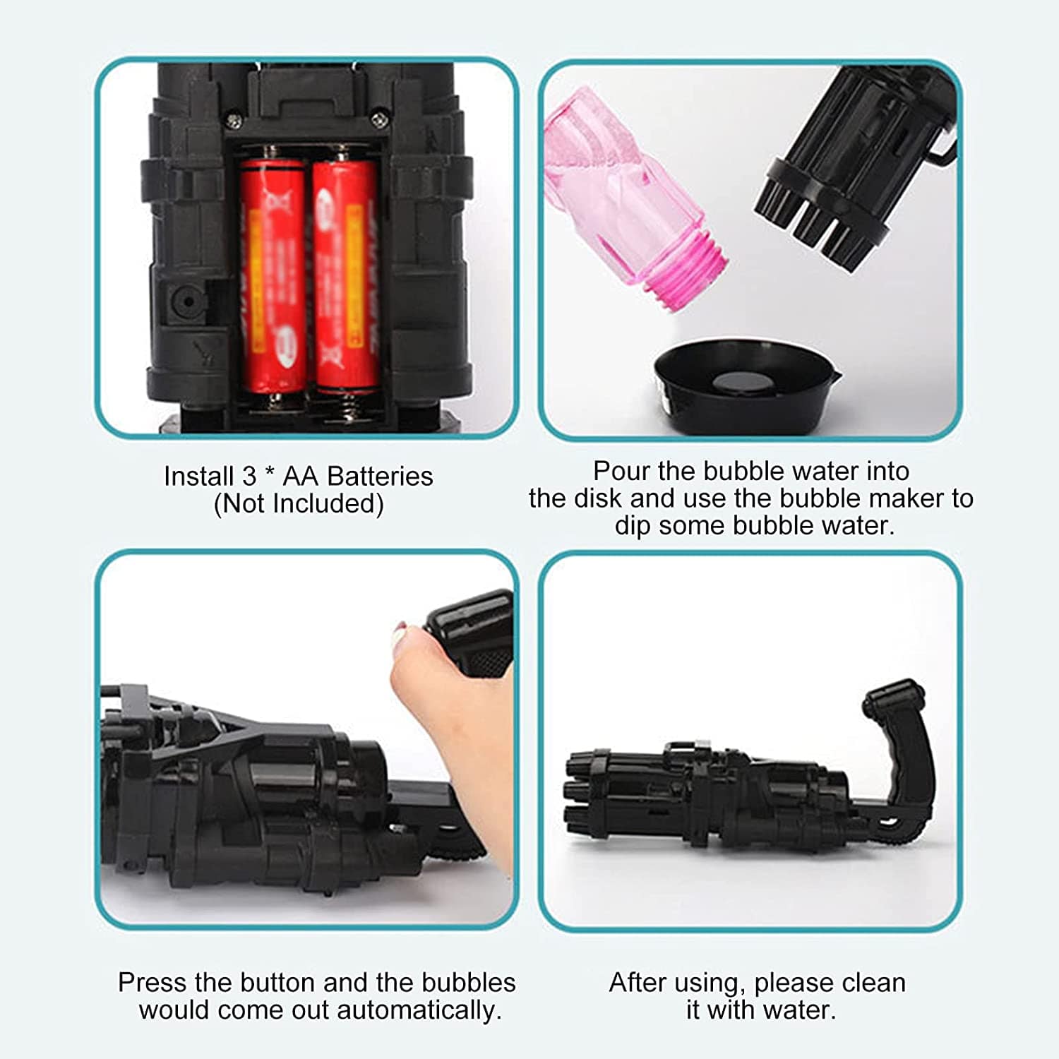 Bubble Machine Gun Automatic Gatling Toy for Kids Free Size Bubble Machine Gun