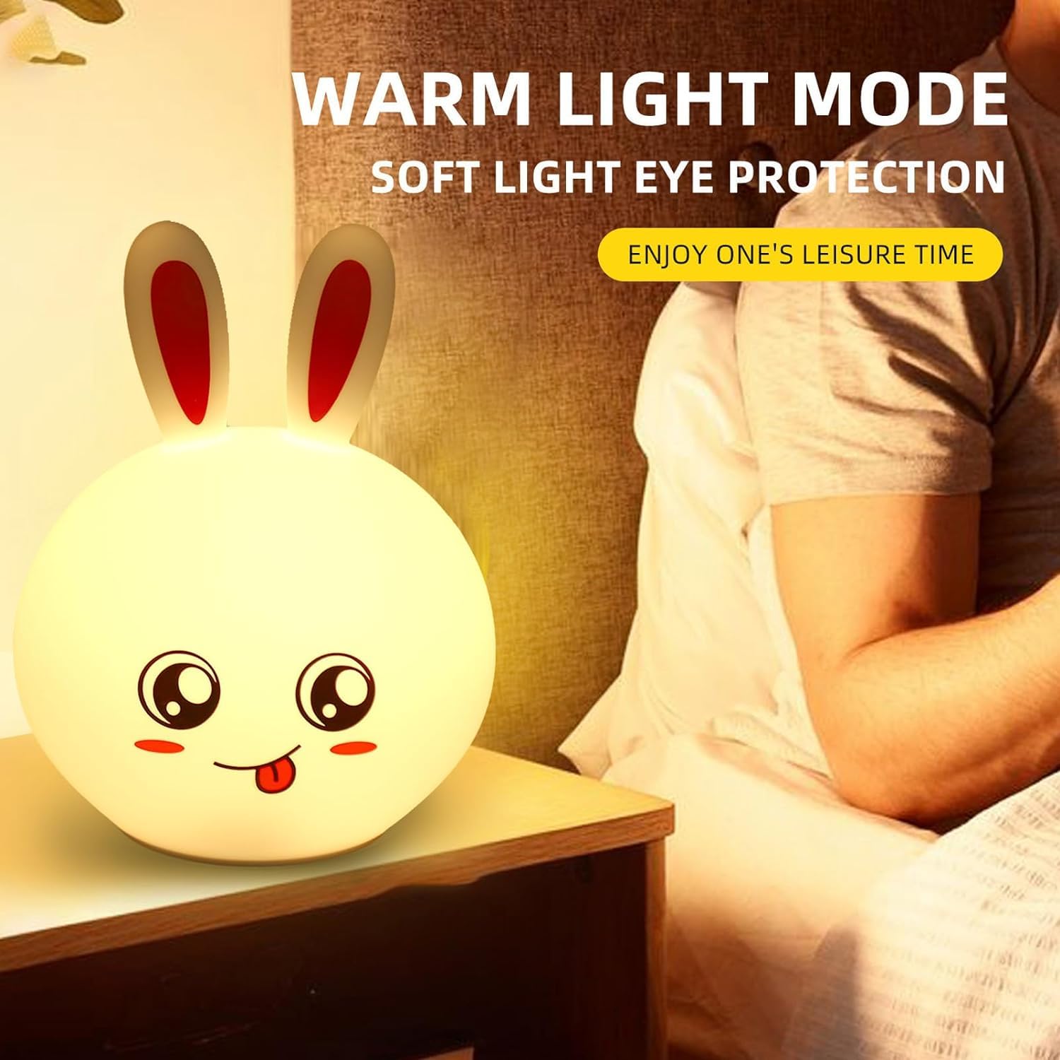 bunnyShozi™ | Led Light Lamp Night Warm Sensor Cute Rabbit Lamp Silicone Touch BunnyShozi™ Rabbit Silicone Night Light Zaavio®