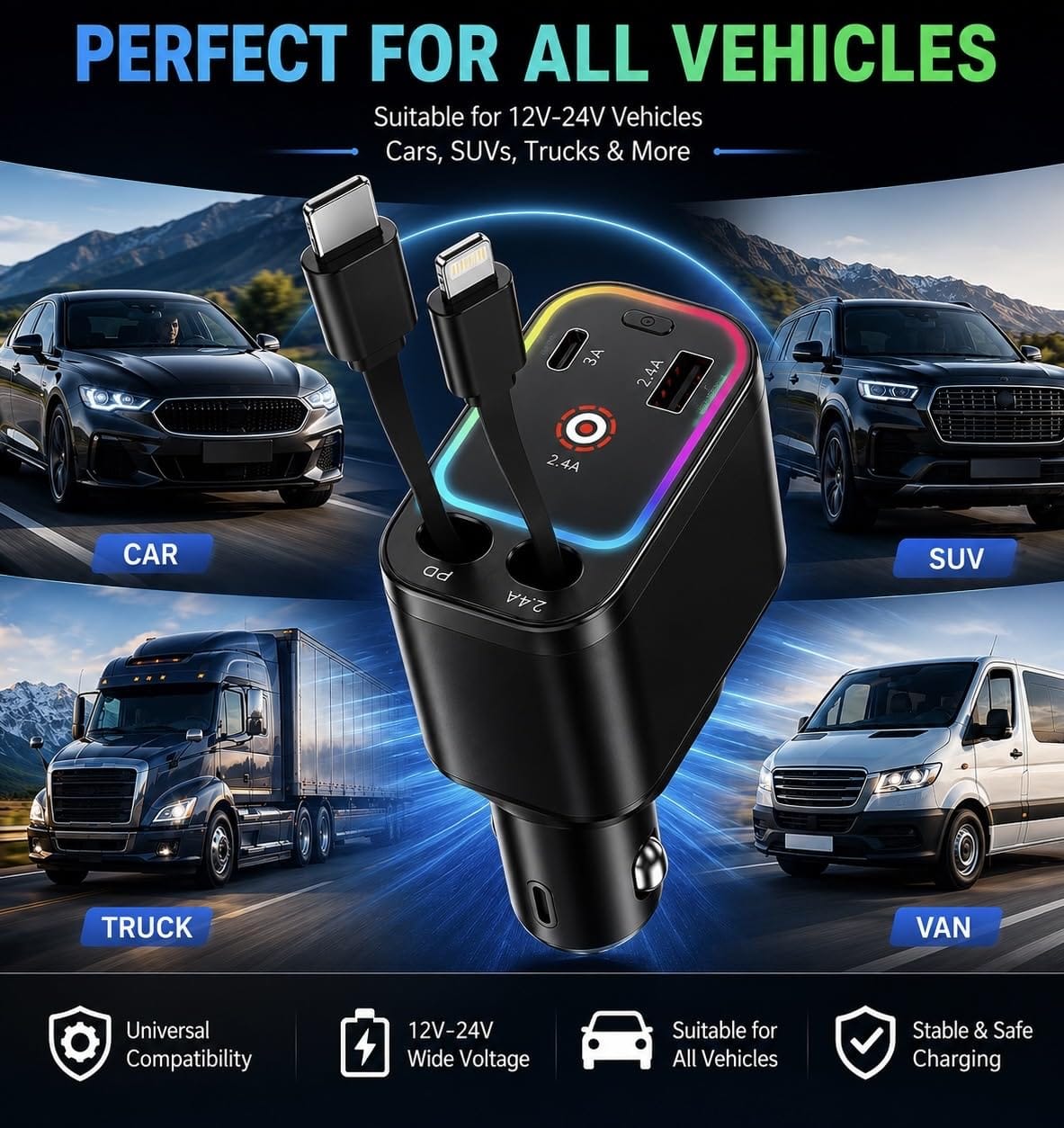 ChargeMate™ 4 in 1 Car Charger ChargeMate™ 4 in 1 Car Charger