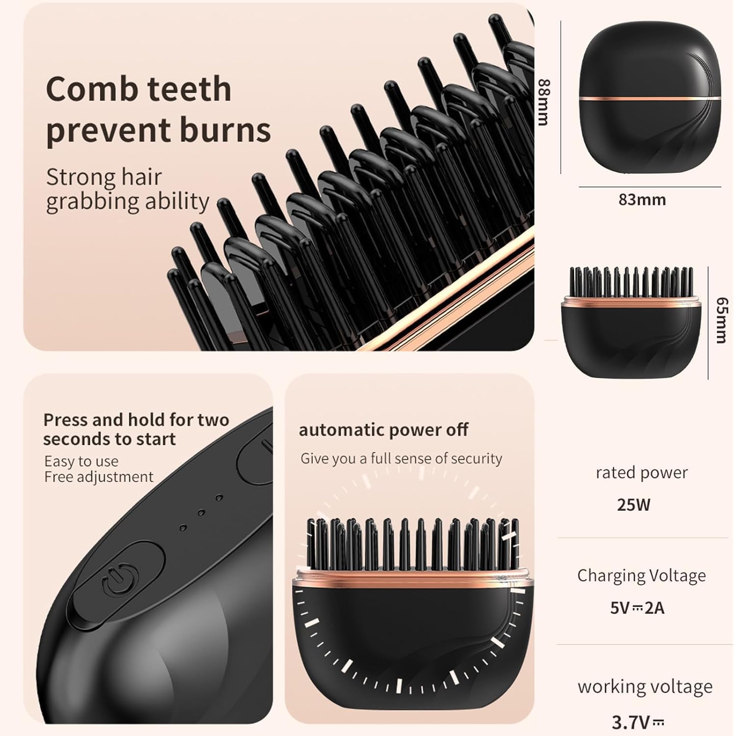Cordless Mini Hair Straightening Brush | Hair Straightener Brush Mini Wireless Cordless Portable Comb Personal Care & Beauty Cordless Mini Hair Straightening Brush
