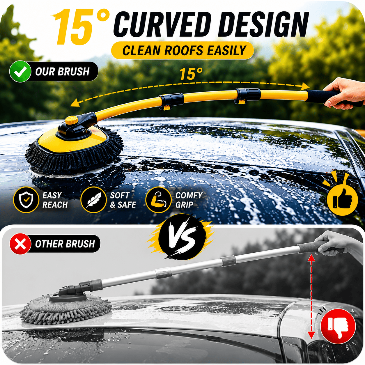 Curved Car Cleaning Brush with Telescopic Handle Curved Car Cleaning Brush with Telescopic Handle