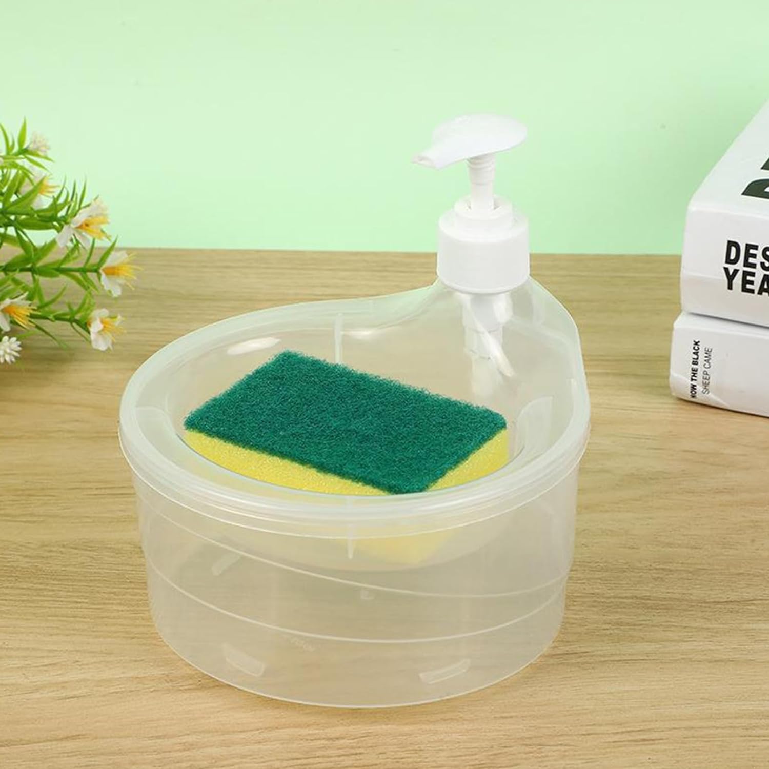 Double Layer 2 in 1 Liquid soap Dispenser with Pump and Sponge Large Double Layer 2 in 1 Liquid soap Dispenser with Pump and Sponge