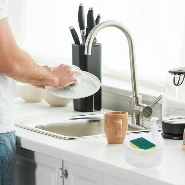 Double Layer 2 in 1 Liquid soap Dispenser with Pump and Sponge Large Double Layer 2 in 1 Liquid soap Dispenser with Pump and Sponge