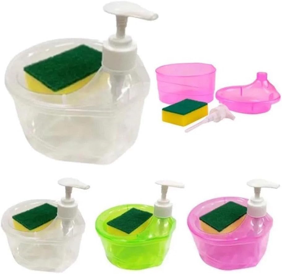 Double Layer 2 in 1 Liquid soap Dispenser with Pump and Sponge Large Double Layer 2 in 1 Liquid soap Dispenser with Pump and Sponge