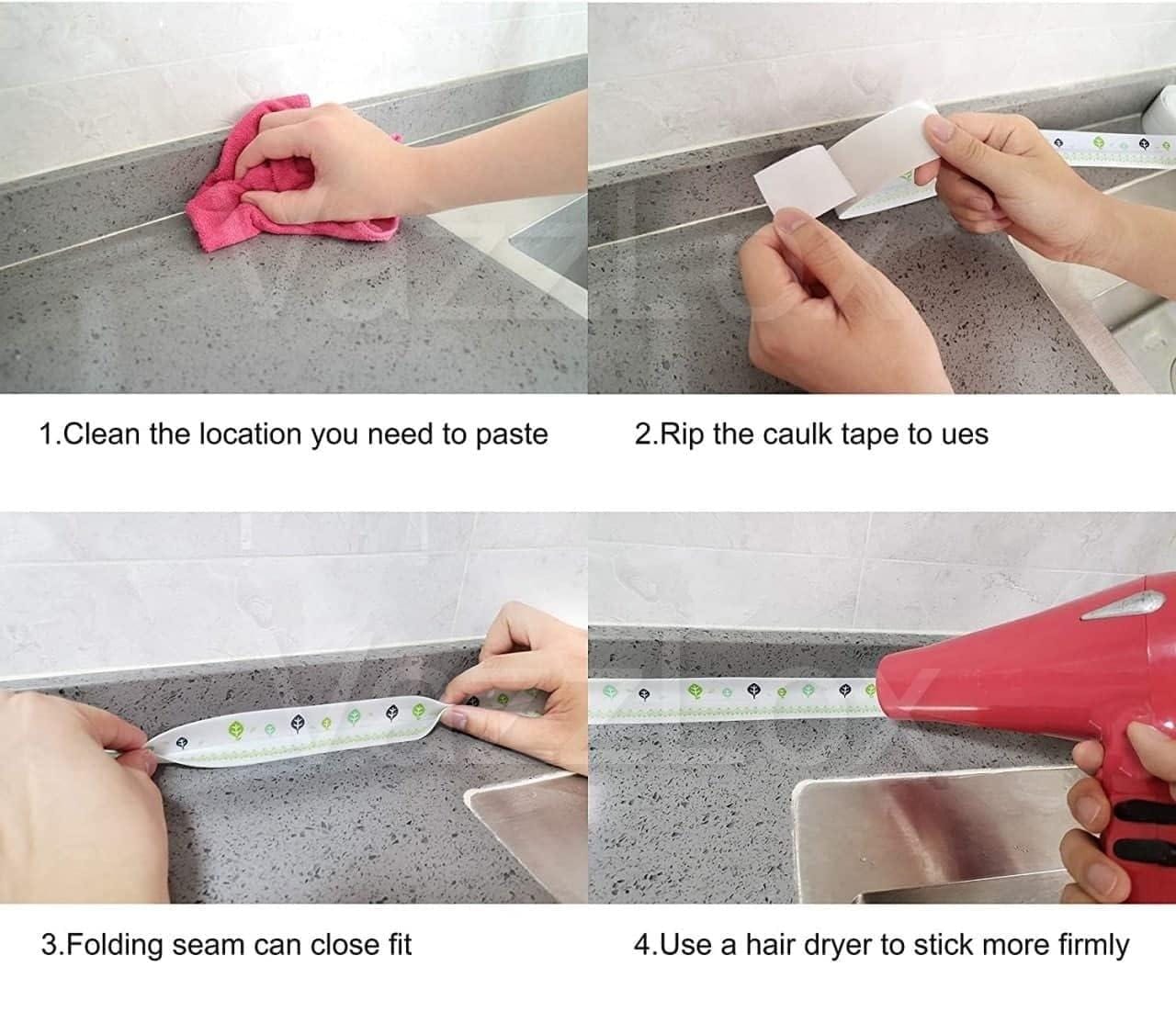Double Sided Waterproof Caulk Tape Caulk Strip Tape Sealing Strip (Buy 1 Get 1 Free) Magic Caulk Tape (Set of 2)