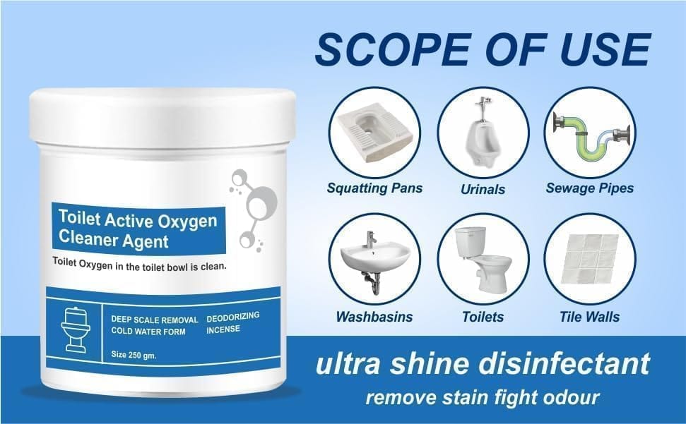 Drainage Cleaner Toilet Bathroom Drain Cleaner Powder Product - Toilet Cleaner Powder (Set of 2) Toilet Active Oxygen Cleaner Agent (Set of 2)