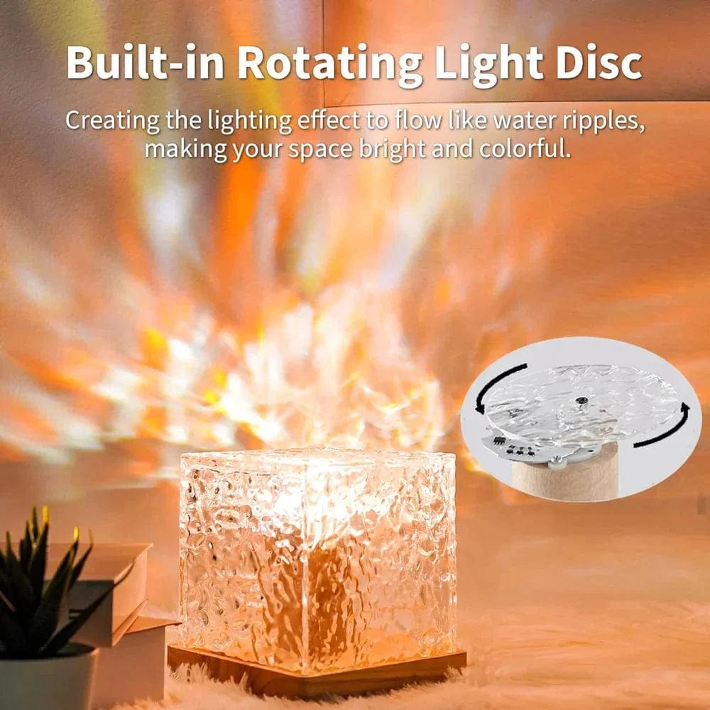 Dynamic Water Reflection Night Lamp | Night Table Lamp For Bedroom Home Decor Lights Nighlight Crystal Lamp Dynamic Water Reflection Night Lamp