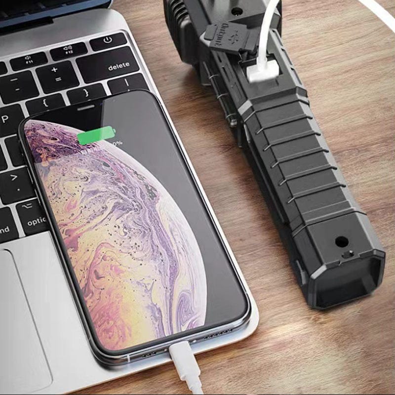 Emergency LED Flashlights With Power Bank And Safety Hammer | Torch Light Emergency Rechargeable Flash Charging Led Light Emergency LED Flashlights With Power Bank And Safety Hammer Zaavio®