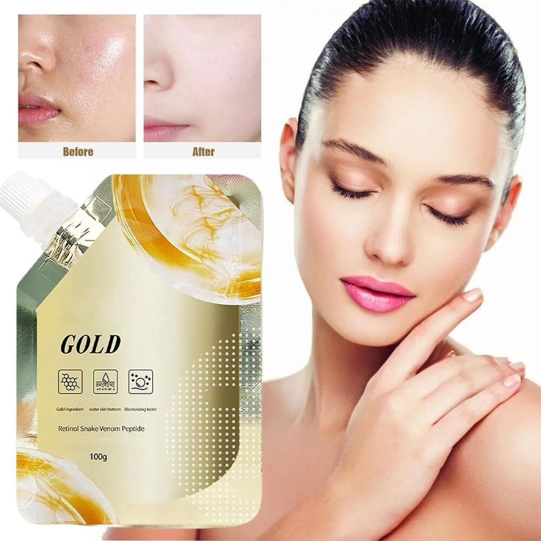 Face Mask Pack For Glowing Skin Sheet Masks Glow Skin Mask - Retinol Snake Venom Gold Mask Retinol Snake Venom Gold Mask