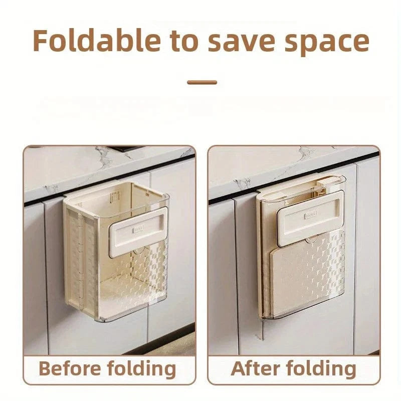 Foldable Wall Mounted Trash Can | Trash Can Bin For Kitchen And Bathroom Hanging Dustbins Foldable Wall Mounted Trash Can Zaavio.co®