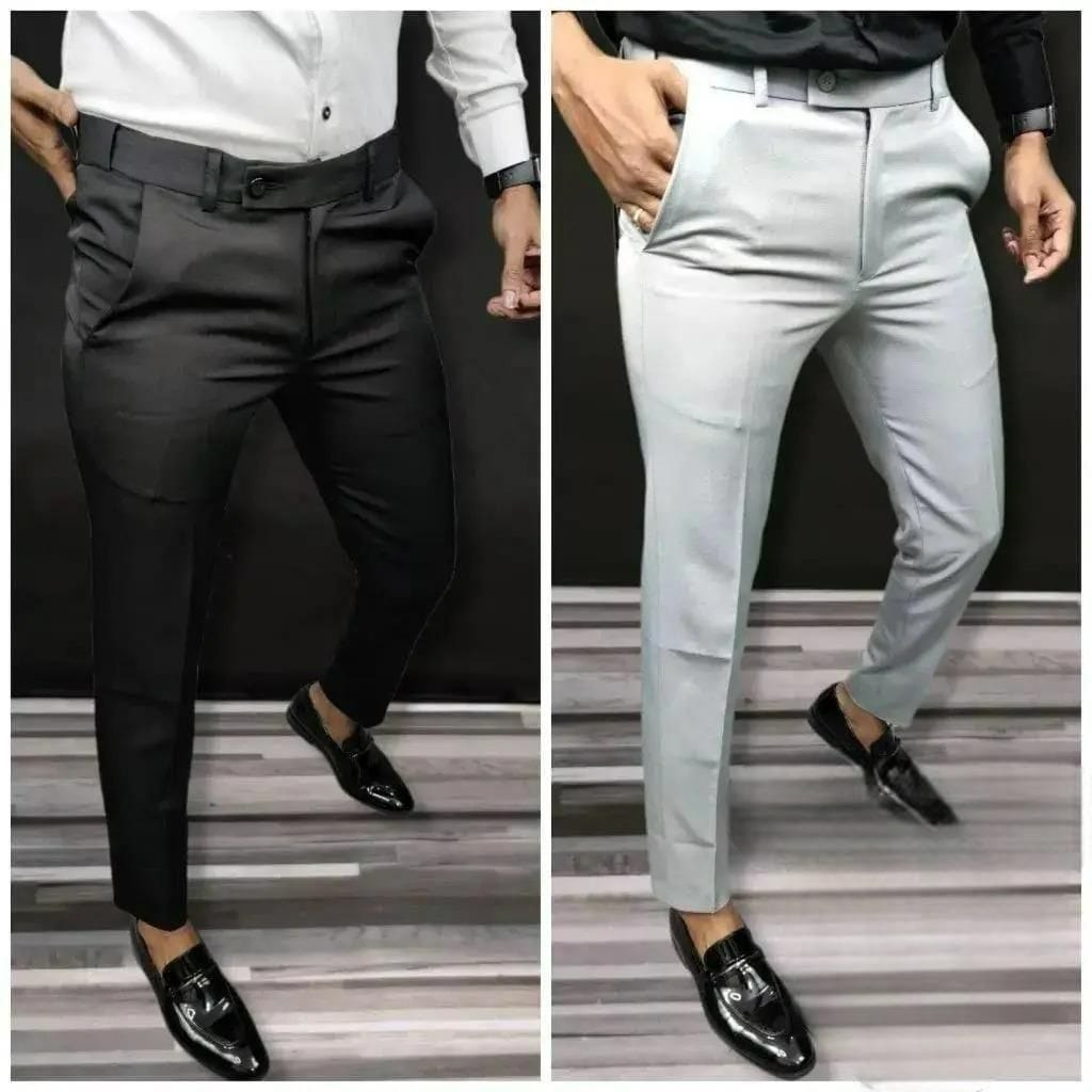 Formal Pants Men Lycra Trouser For Men Dress Pant Formal Wear- Formal Trouser Pants (set of 2) 30 Formal Trouser Pants (set of 2)