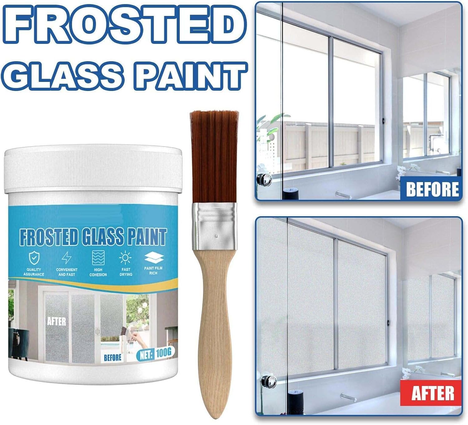 FrostGuardz™ (Pack of 2) | Frosted Glass Door Sliding Window Paint Color Frosting Glass Window FrostGuardz™ Frosted Glass Paint (Buy 1 Get 1 Free) Zaavio®