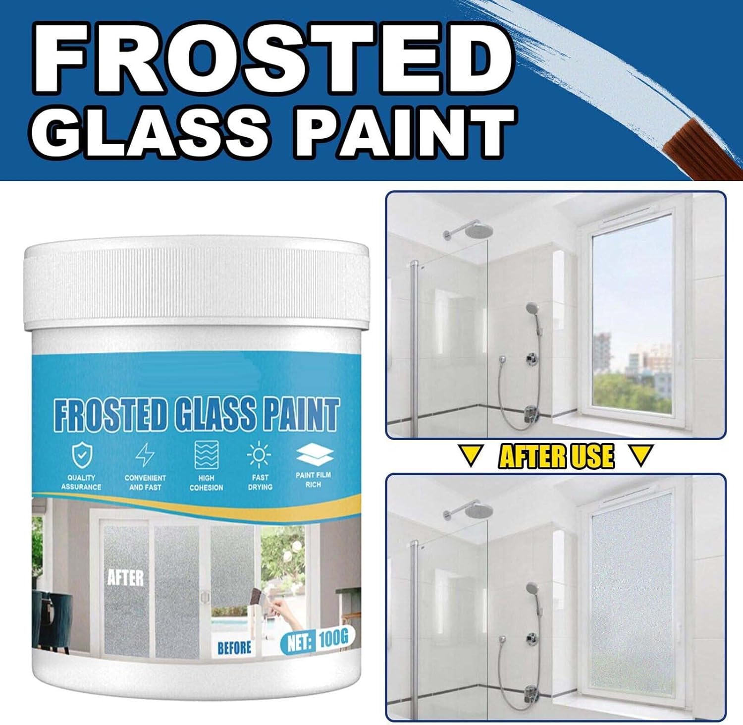 FrostGuardz™ (Pack of 2) | Frosted Glass Door Sliding Window Paint Color Frosting Glass Window FrostGuardz™ Frosted Glass Paint (Buy 1 Get 1 Free) Zaavio®