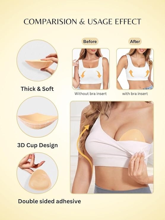 Glamzieo™ | Sports Bra Brassiere Push Up Bra Padding Pads Bra Cups Glamroxio™ Push-Up Sticky Breast Size up Pads Zaavio®