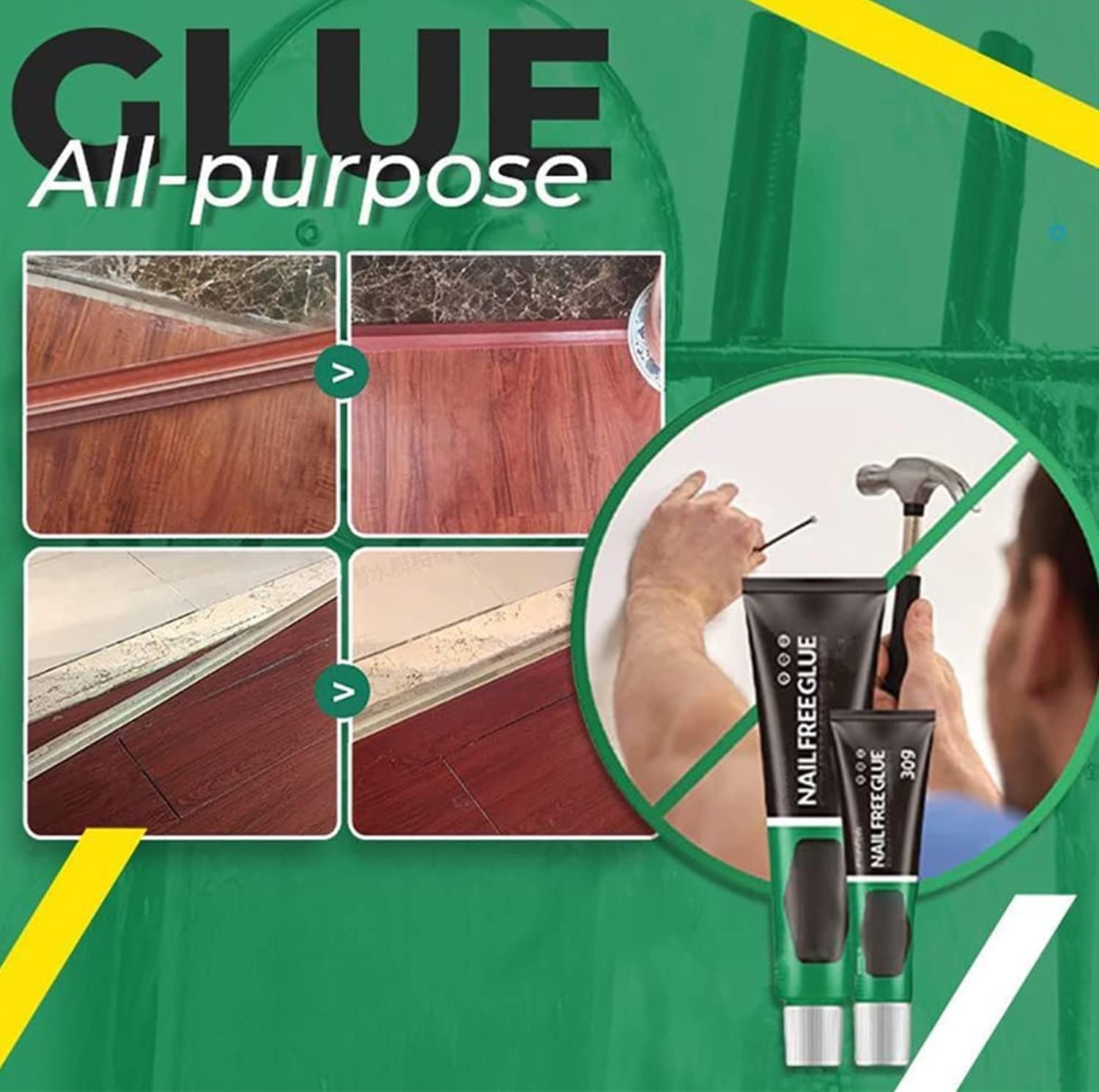 Gluepixo (Set Of 2) | Door Sealant Nails With Adhesive Glass Glue Waterproof Gluepixo Nail Free Glue (Set Of 2)