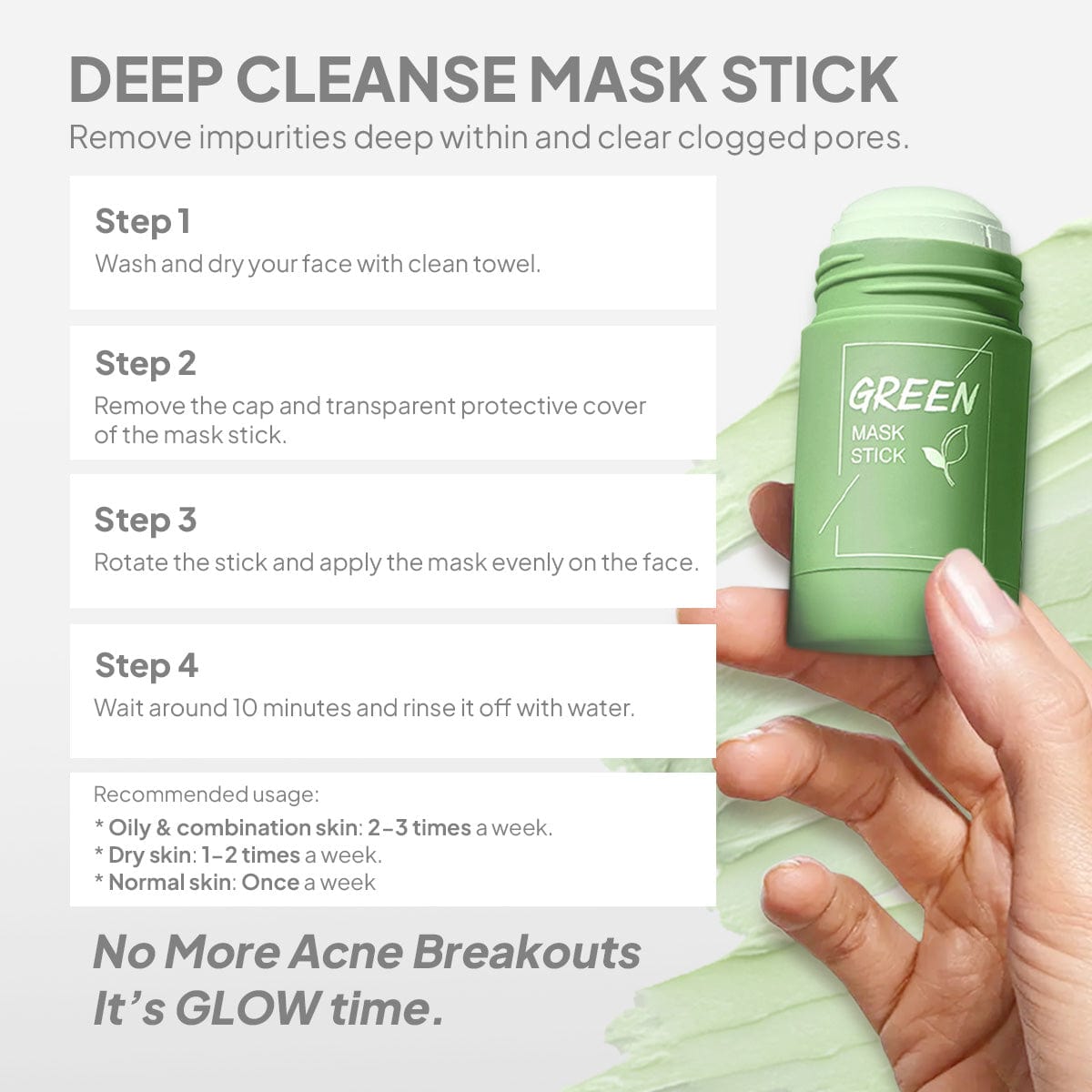 Green Tea Mask Stick (Set of 2) Face Pack For Glowing Skin Green Tea Mask Stick (Set of 2)