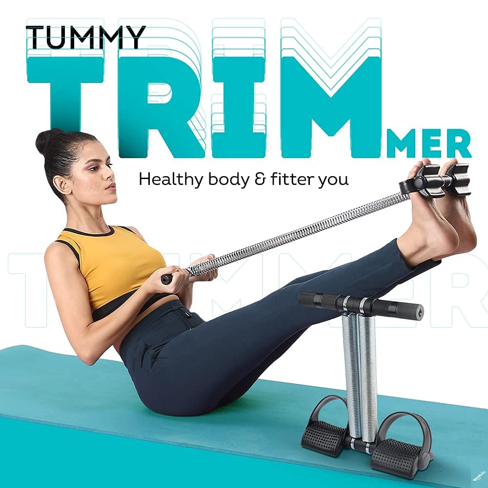 Gym Equipment Resistance Band Ab Exerciser Abdominal Workout -Fitness Tummy Trimmer Stomach Machine Trimmezy™ Double Spring Tummy Trimmer Zaavio®