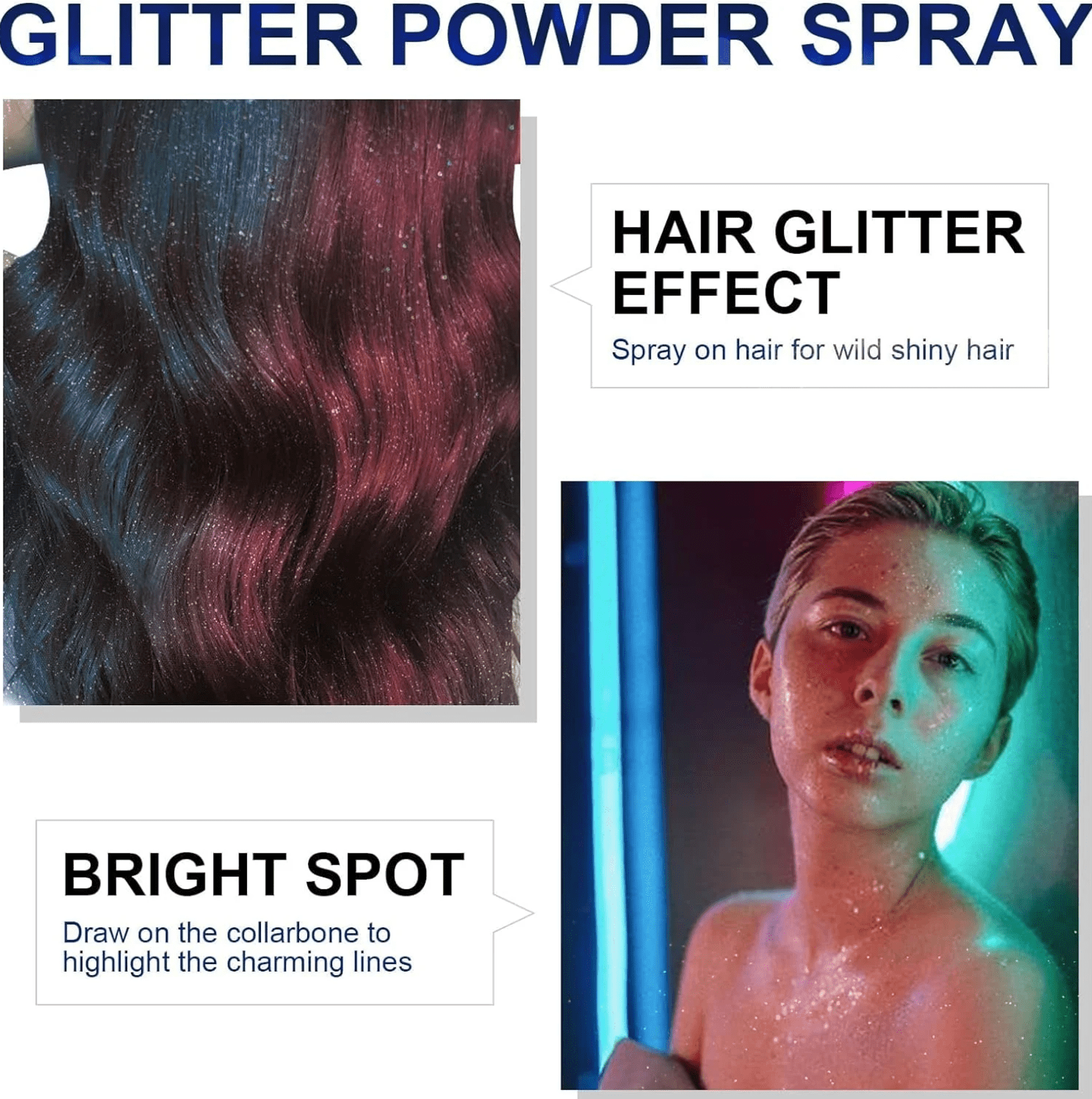 Hair and Body Glitter Color Spray ( Pack Of 2) | Hair Glitter Body Spray Hair Shimmer Shine Spray Hair and Body Glitter Color Spray (Pack Of 2) Zaavio®