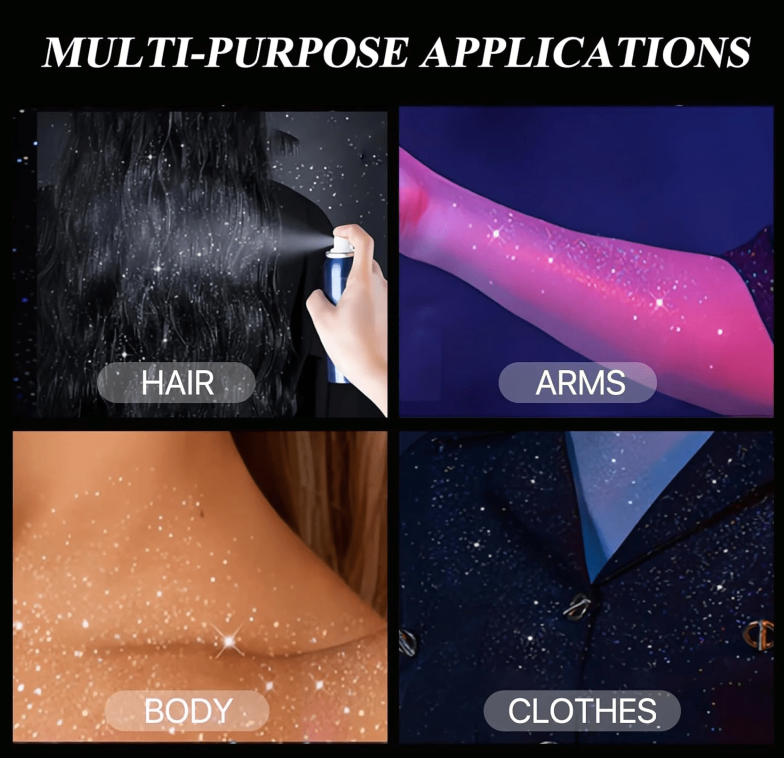 Hair and Body Glitter Color Spray ( Pack Of 2) | Hair Glitter Body Spray Hair Shimmer Shine Spray Hair and Body Glitter Color Spray (Pack Of 2) Zaavio®