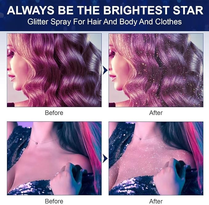 Hair and Body Glitter Color Spray ( Set Of 2) | Hair Glitter Body Spray Hair Shimmer Shine Spray Hair and Body Glitter Color Spray (Set Of 2)