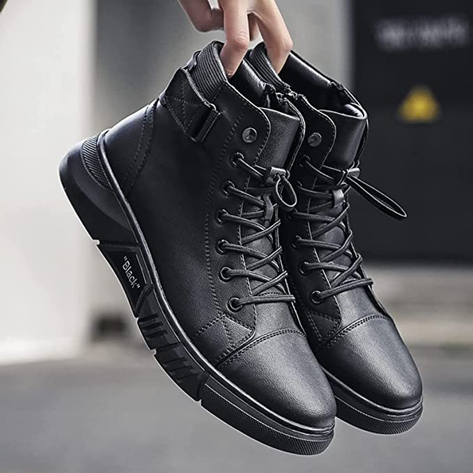 Hand-Made Mens Casual Black Leather Boots 8 Hand-Made Mens Casual Black Leather Boots