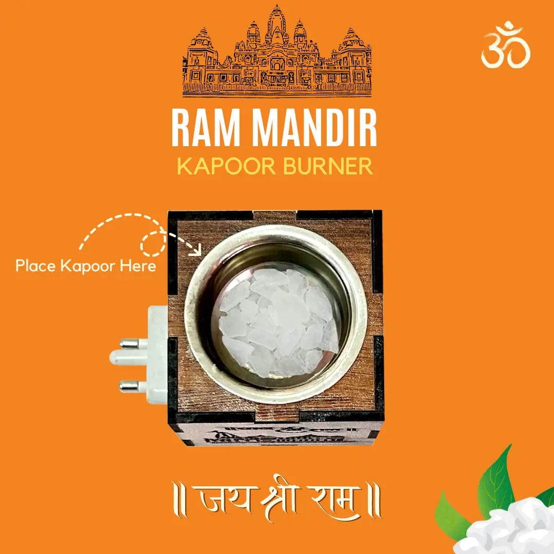 Kapoorflame™️ | Ayodhya Ram Mandir Wooden Temple Kapoor Dani Camphor Diffuser KapoorFlame™️ 3-in-1 Ayodhya Ram Mandir Electric Aroma Burner & Night lamp Zaavio®