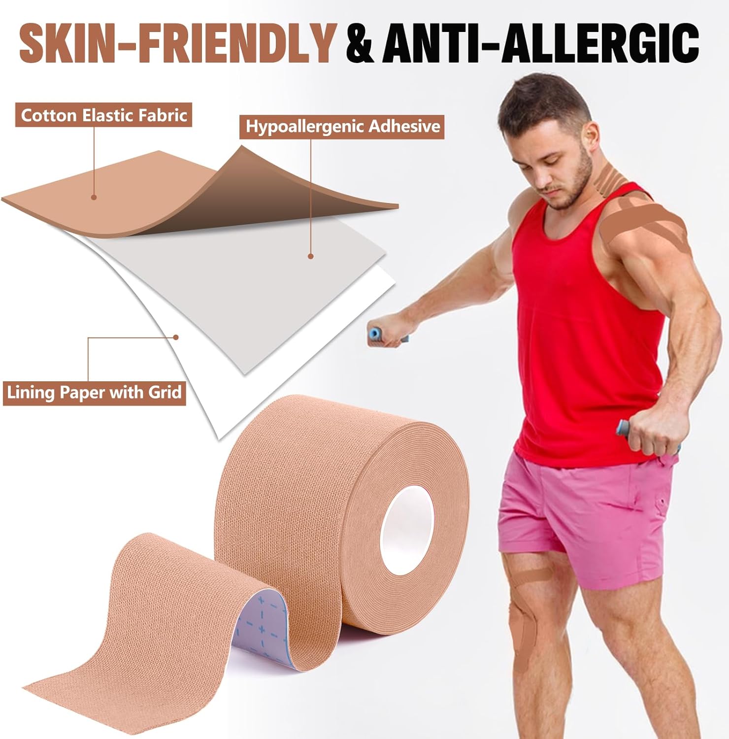 Kinestrixy™ | Muscle Pain Strain Spasm Relief Tape Cramp For Soreness Tape Mucle Kinestrixy™ Kinesiology Tape for Muscle Pain Relief Zaavio®
