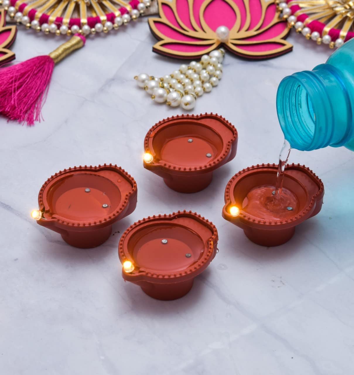 LED Light Water Sensor Diyas Pack of 1 - 6 Diya LED Light Water Sensor Diyas