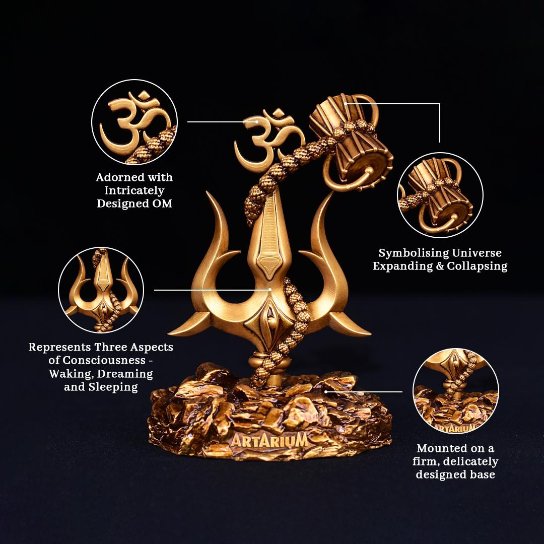 Lord Shiva Trishul With Damru Car Dashboard Figurine | Lord Shiva Mahadev God Trishul With Damru Car Dashboard Shiva Trident Lord Shiva Trishul With Damru Car Dashboard Figurine