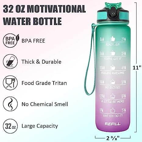 Motivational Water Bottle | Water Bottles 2 Litre Stainless Steel Drinking Bottle Gym Sipper Motivational Water Bottle