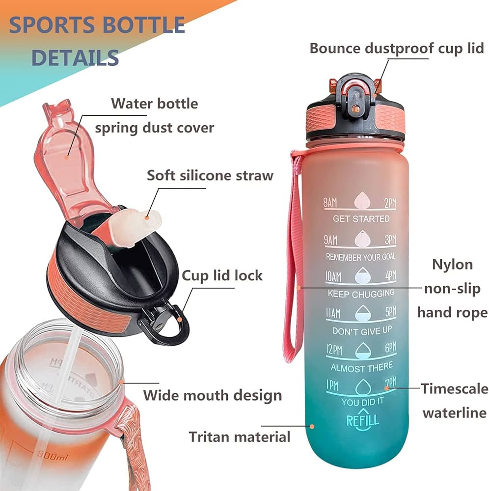 Motivational Water Bottle | Water Bottles 2 Litre Stainless Steel Drinking Bottle Gym Sipper Motivational Water Bottle