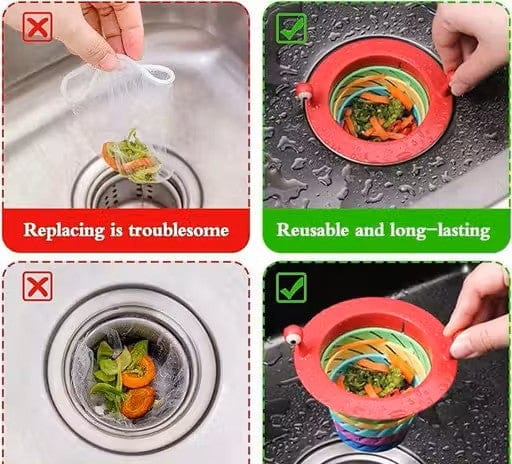 Multicolor Kitchen Sink Strainer (Set of 2) | Kitchen Sink Washbasin Strainer Basket Drain Clogged Cleaner Home & Kitchen Multicolor Kitchen Sink Strainer (Set of 2)
