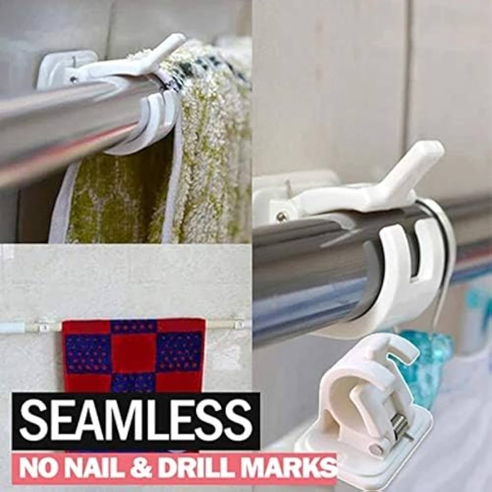 Nail-free Adjustable Rod Bracket Holders | Curtain Rod Holders Nail-free Adjustable Rod Bracket Holders